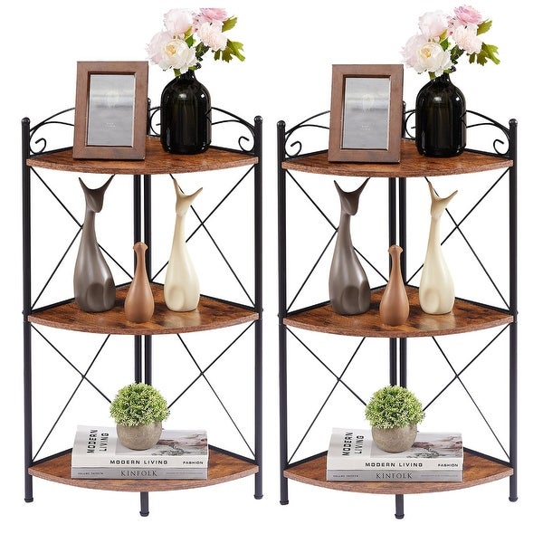 Taomika Mid Cectury Modern Side Table 3-tier Corner Bookshelf (1PCS/2PCS)