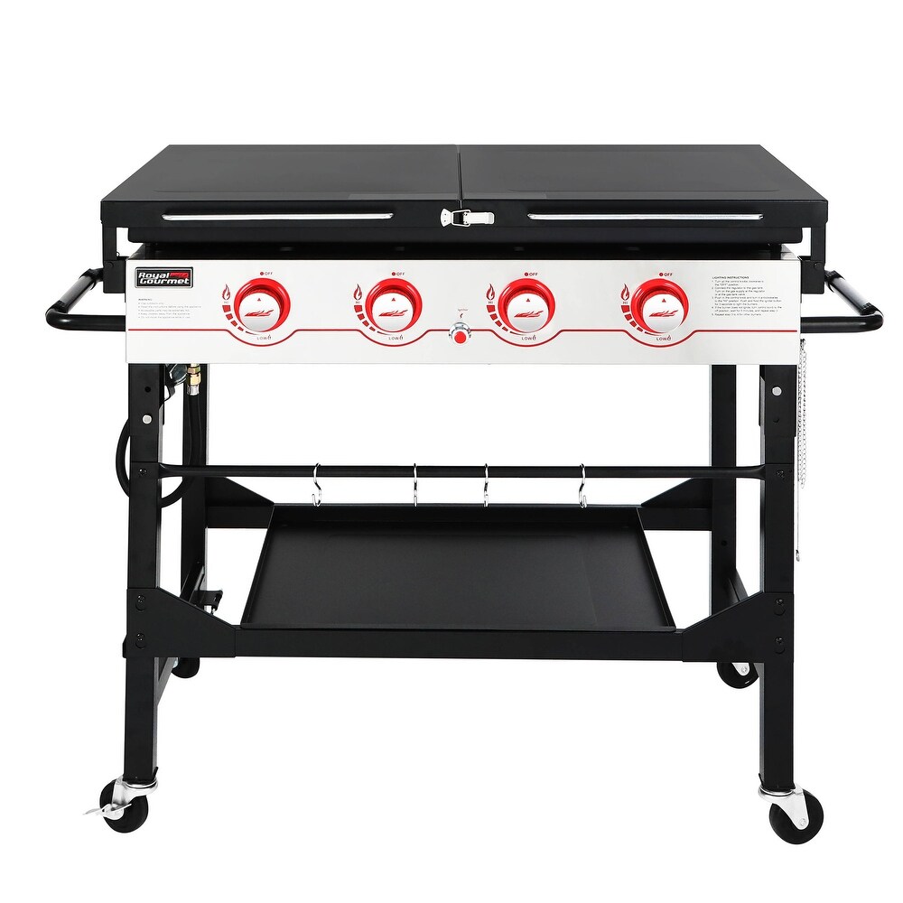 Royal Gourmet GB4000F 36 Inch Flat Top Gas Griddle  4 Burner Propane BBQ Grill Griddle with Top Cover Lid Black