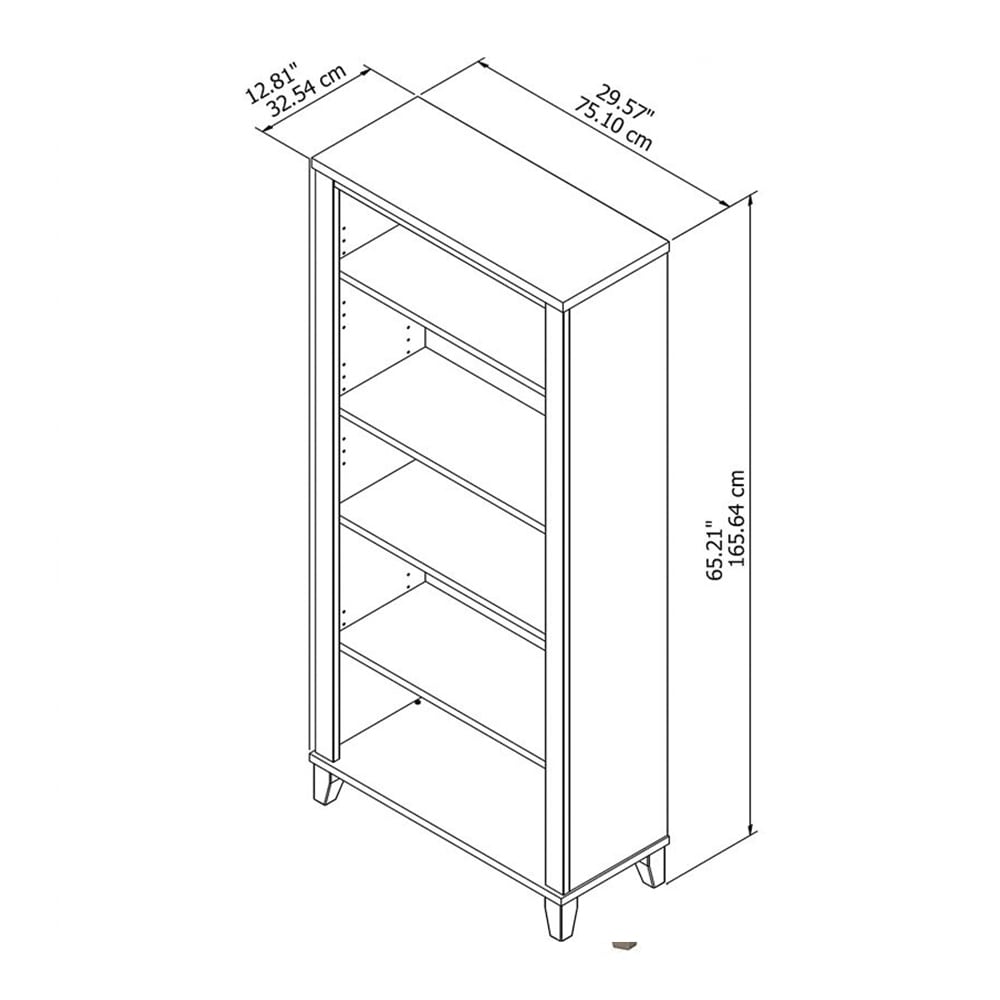 5 Shelf Bookcase Adjustable Shelves Ash Gray   52 x 63