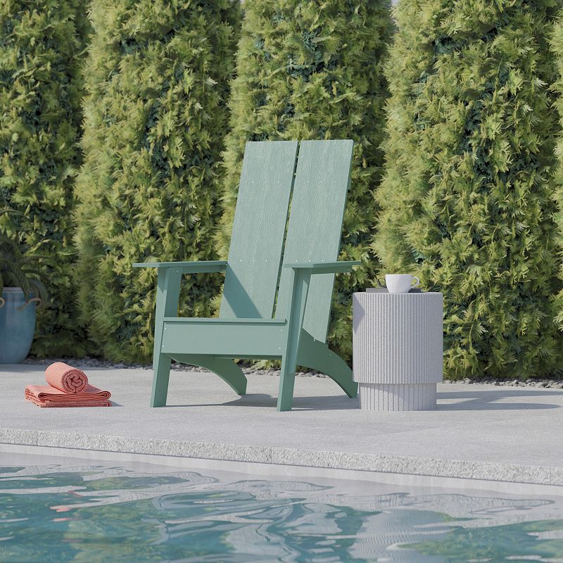 Flash Furniture Sawyer Modern 2-Slat Back Adirondack All-Weather Lounge Chair