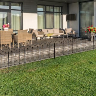 Kingdely 31 .5 in. H x 24 in. Black Steel Garden Fence Panel Rustproof Decorative Garden Fence (5-Pack) WFKF170141