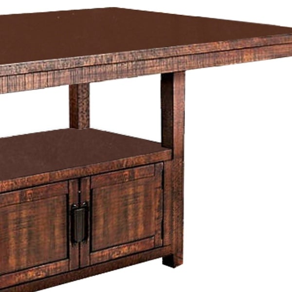 Wooden Dining Table with Additional Storage Space， Brown