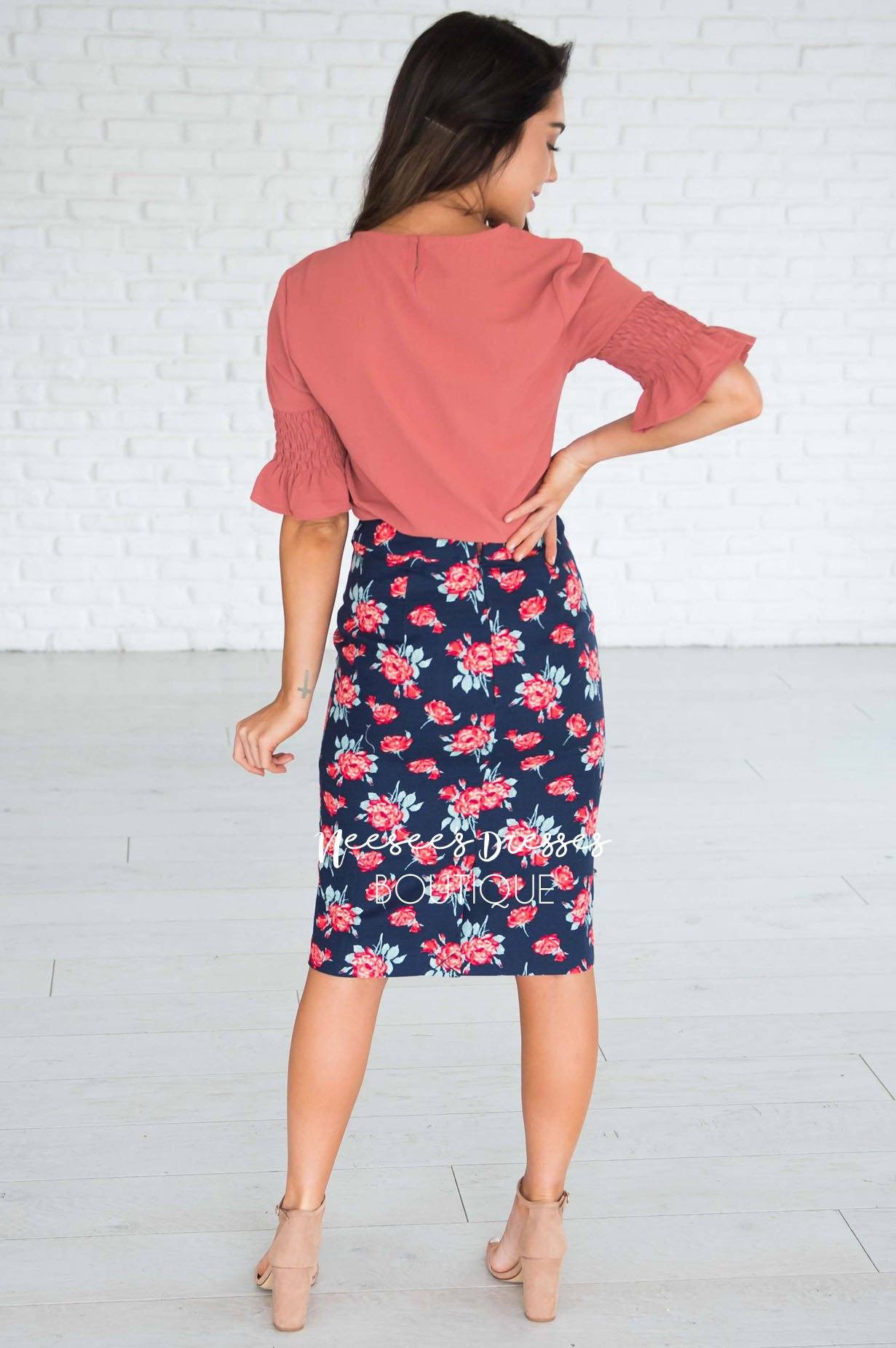 Secret Garden Textured Pencil Skirt