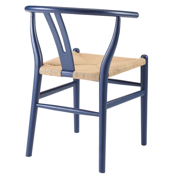 Novato Mid Century Modern Curved Blue Wooden Arm Dining Chair