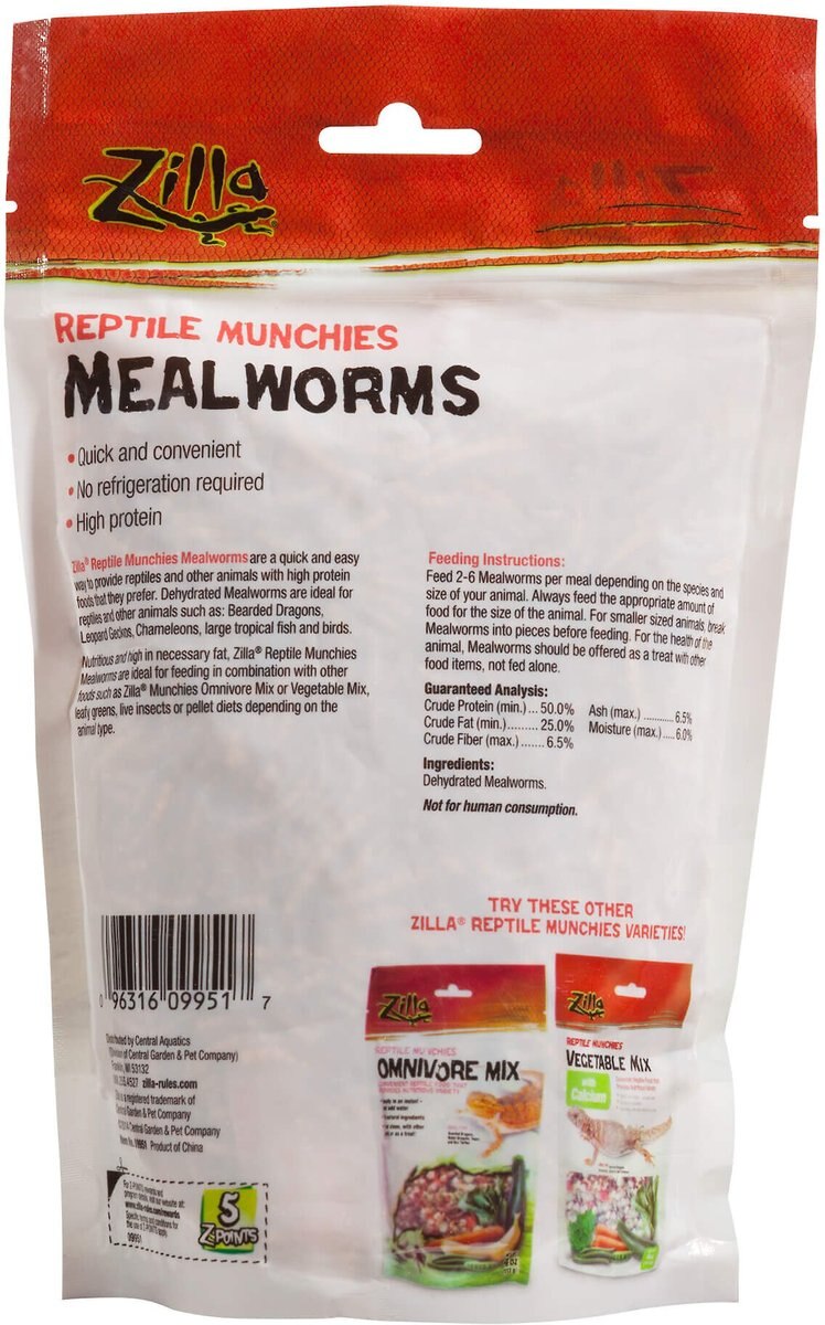 Zilla Reptile Munchies Mealworms Lizard Food