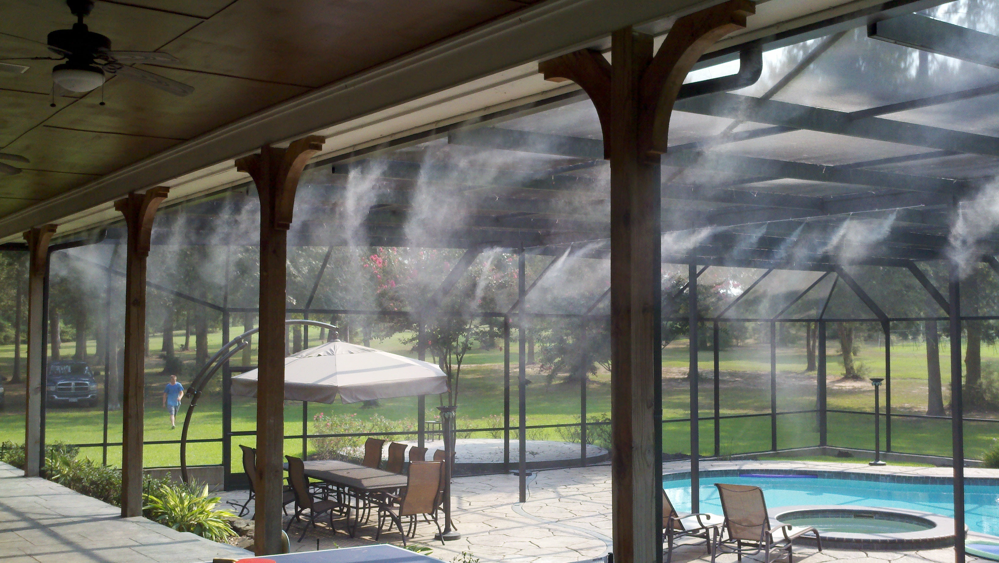 Patio Misting System- With Made in USA Pump -Metal Fittings - DIY Installation - 200 PSI Misting Pump - Mistcooling System