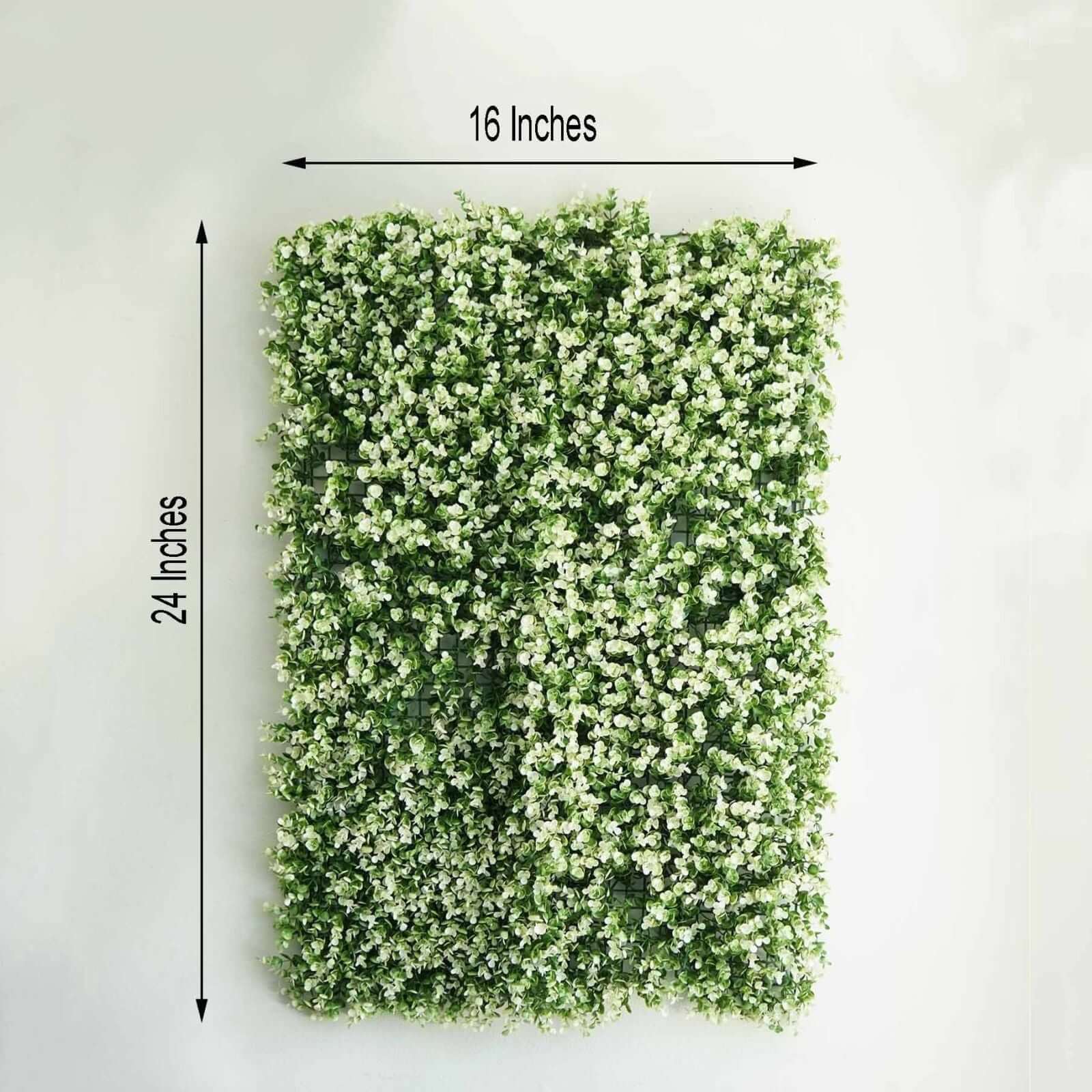 White Tip Green Boxwood Hedge Genlisea Garden Wall Backdrop Mat 4 Artificial Panels 11 Sq ft.