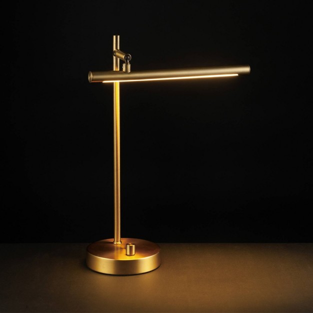 West Desk Lamp With Dimmer Rotary Switch includes Led Light Bulb Matte Brass Globe Electric