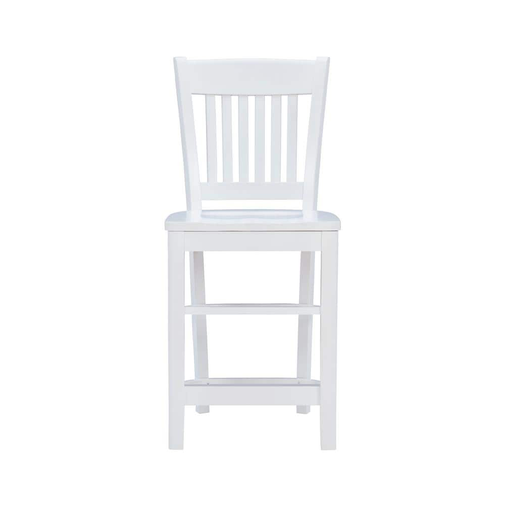 Linon Home Decor Dorothy 40.5 in. White Wood Back Bar Stool with 24 in. High Wood Seat (Set of 2) THDAC3765