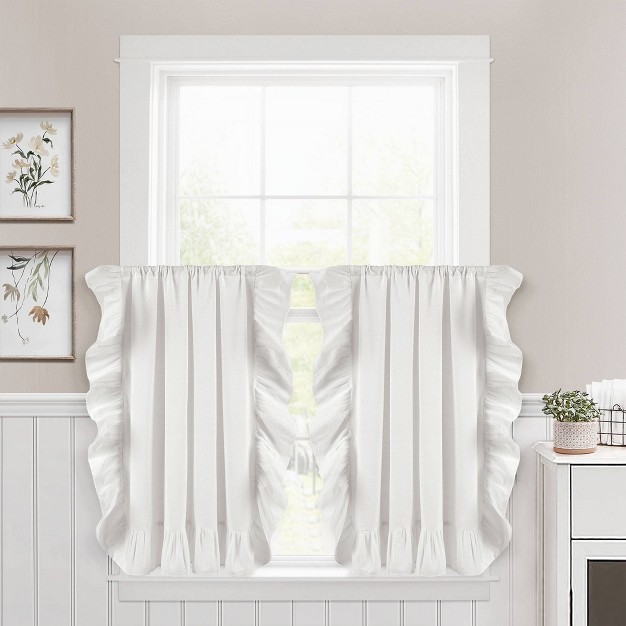 Linen Ruffle Curtain Tiers White Lush D cor