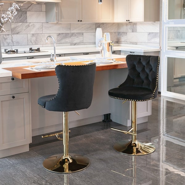 Modern Swivel Velvet Barstools Adjusatble Seat Height