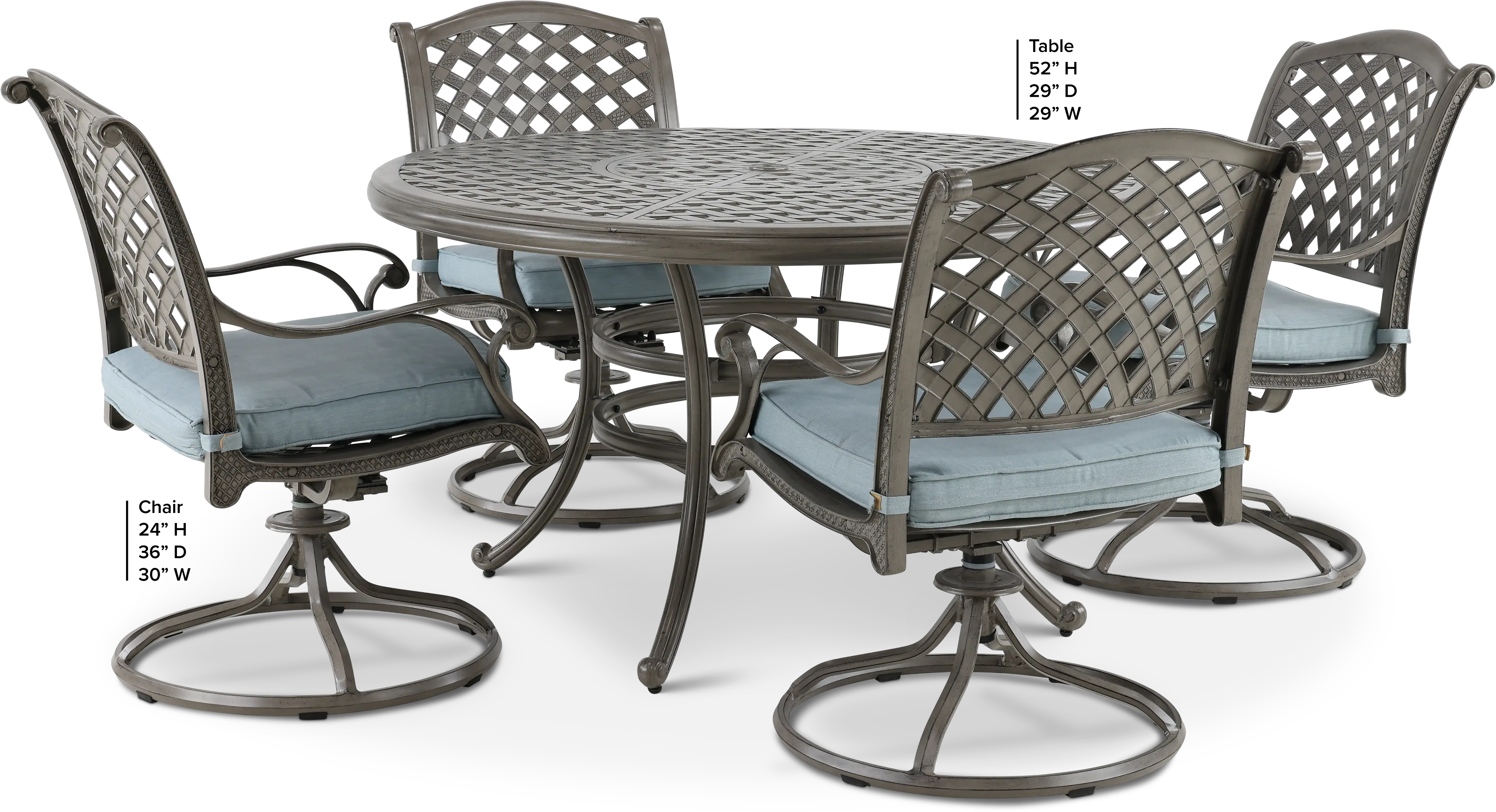 Macan Cast Metal Round 5 Piece Patio Dining Set