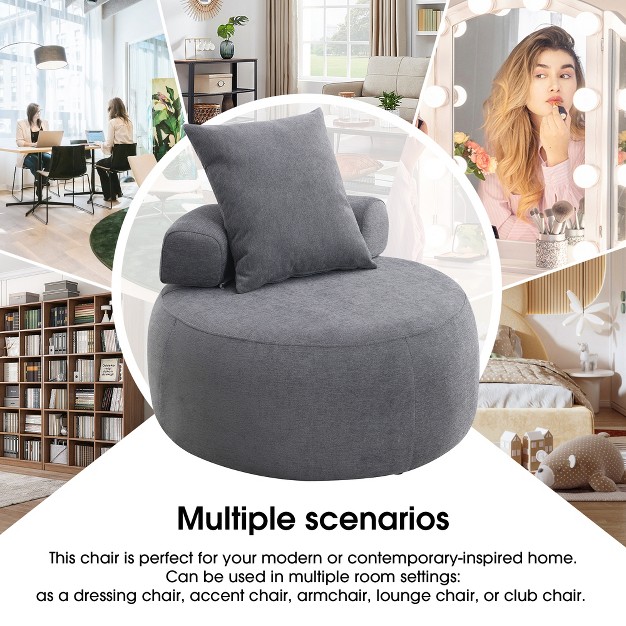 Modern Chenille Accent Reading Chair High stretch Round Lounge Sofa modernluxe