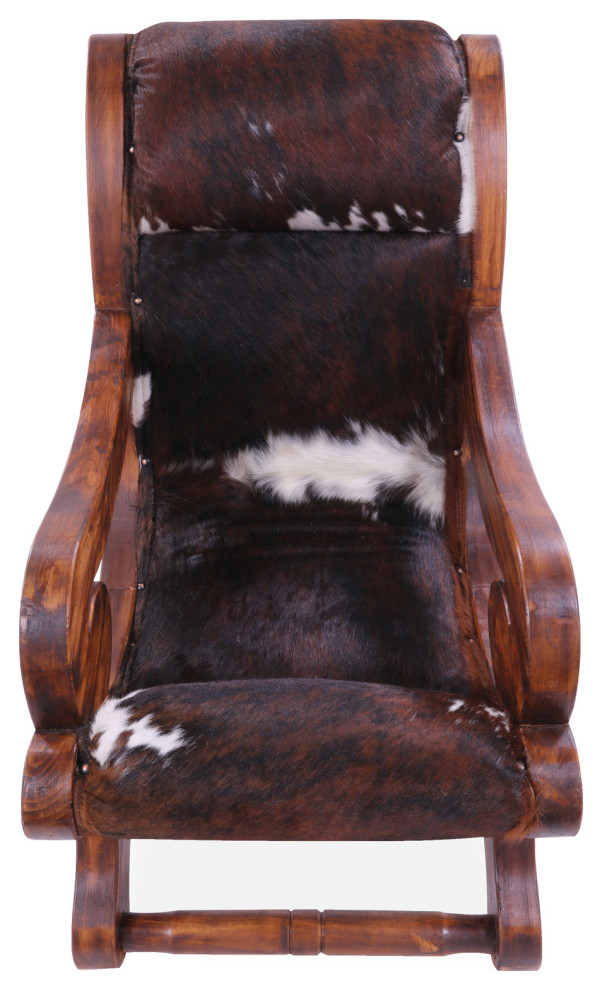 Reclaimed Wood Hair On Cowhide Handcrafted Chair C216 FC   Rustic   Armchairs And Accent Chairs   by Manhattan Rugs  Houzz