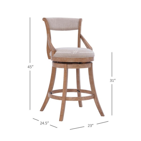 Grady Big and Tall Whitewash 360 Swivel Wood Barstool