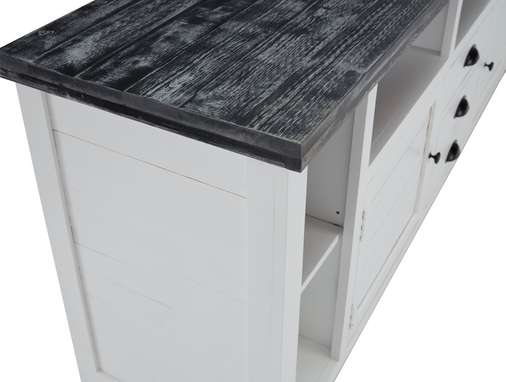 Laredo 80 quotTV Entertainment/Media Console  White/Distressed Black   Farmhouse   Entertainment Centers And Tv Stands   by Progressive Furniture  Houzz