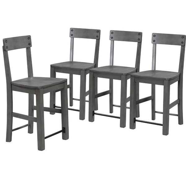 Modern Set of 4 Counter Height Dining Chairs， Industrial Style Wood Dining Room Chairs with Ergonomic Design