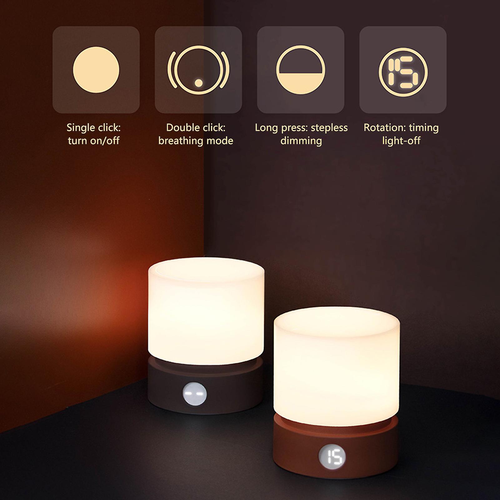 Cylindrical Night Light Stepless Dimming Breathing Atmosphere Lamp Usb Rechargeable Bedside Desktop Feeding Lamp No.247561