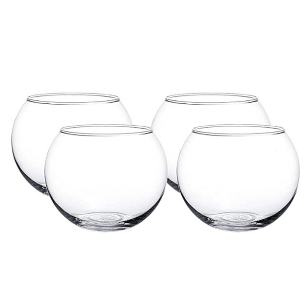 Whole Housewares Clear Glass Bubble Bowl Decorative Glass Bowl For Wedding Event Home Decor 4 Piece