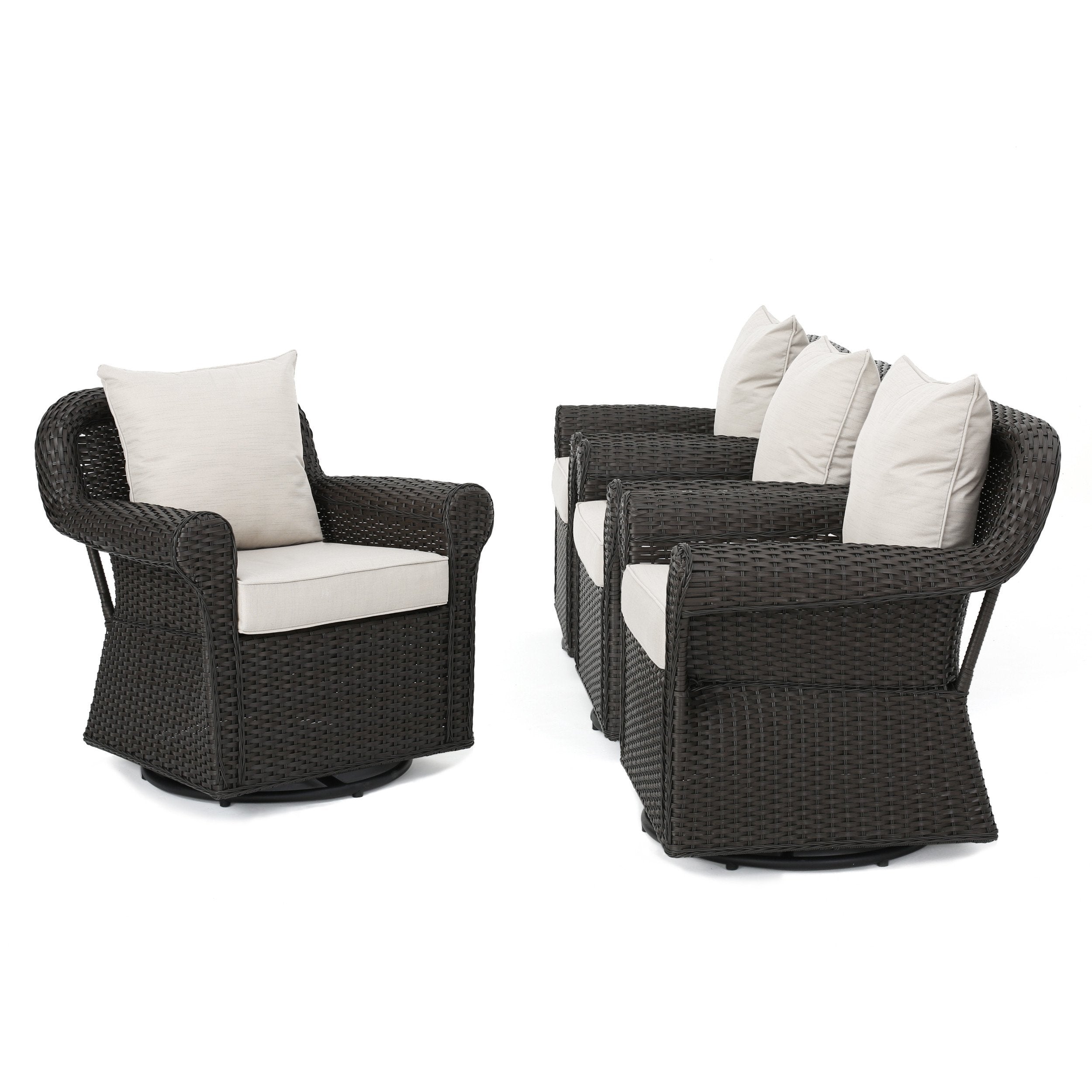 Admiral Outdoor Wicker Swivel Rocking Chair w/Water Resistant Cushions