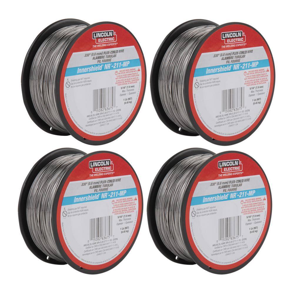 Lincoln Electric 0.030 in. Innershield NR211-MP Flux-Core Welding Wire for Mild Steel (Four 1 lb. Spools) K5365-24