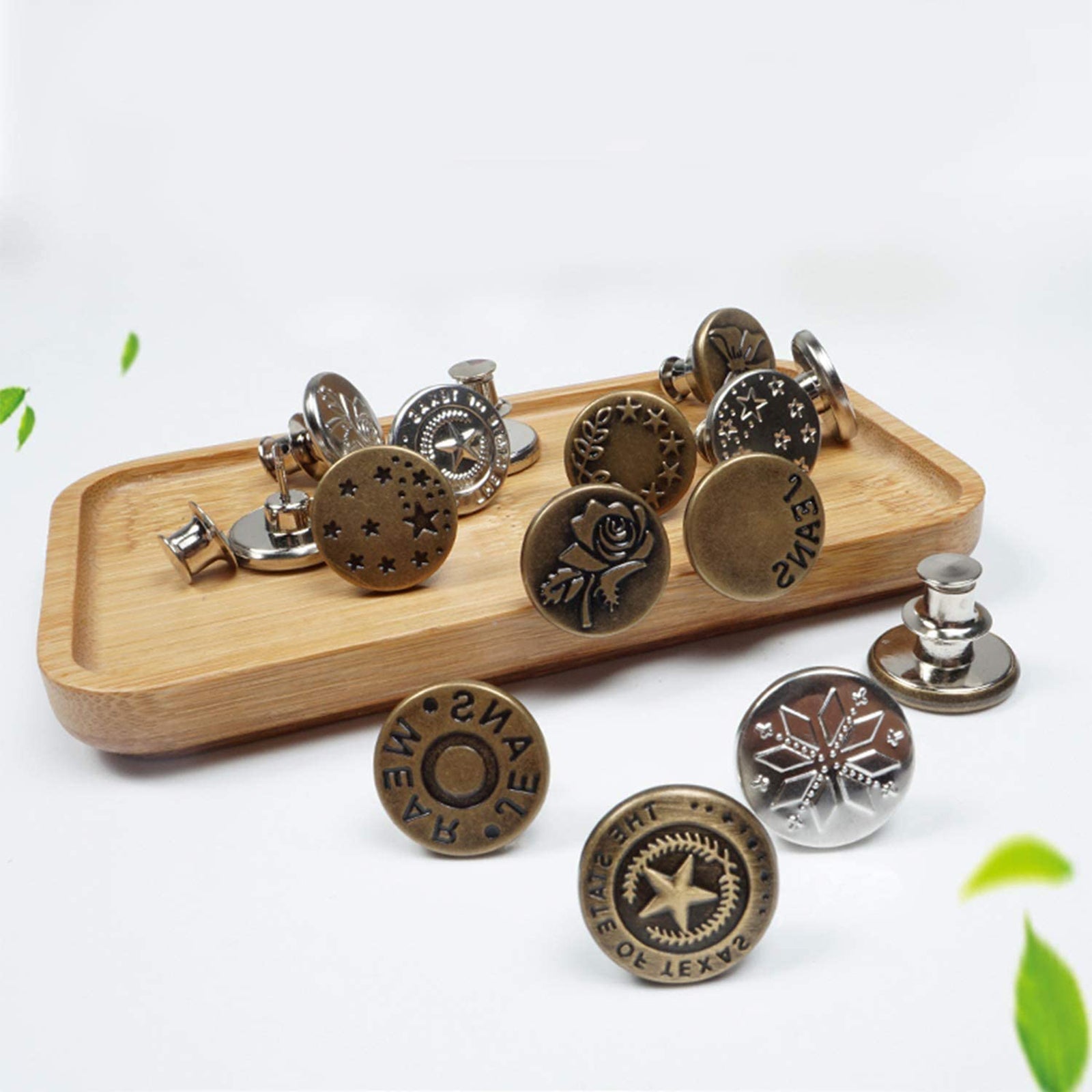 12 Sets 17mm Replacement Jean Buttons， No Sew Instant Button Detachable Pants Button Pins， Removable Metal Button to Extend or Reduce Pants Waist Size， Cowboy Clothing Jackets Bags Button