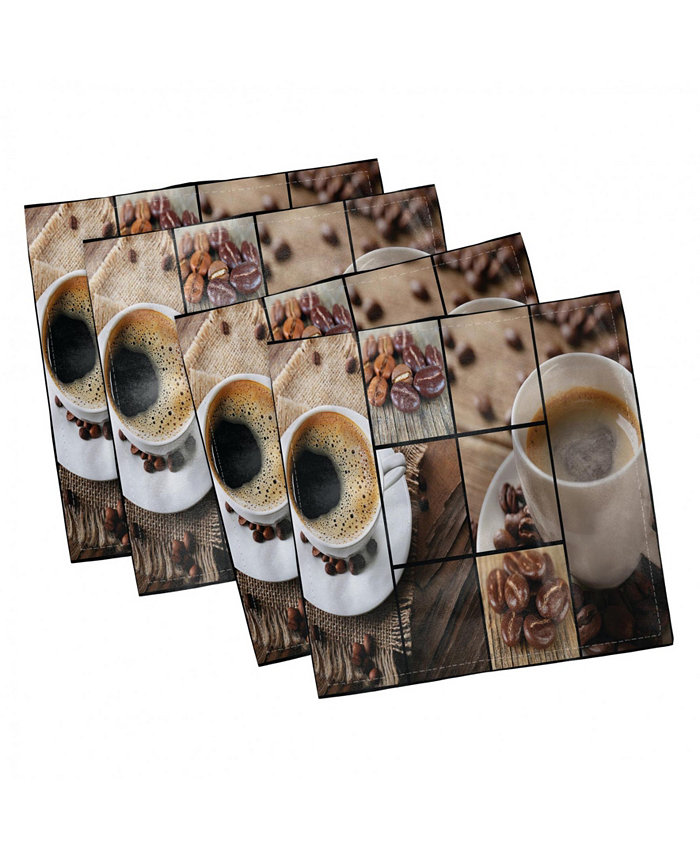 Ambesonne Coffee Beans Set of 4 Napkins 12 x 12