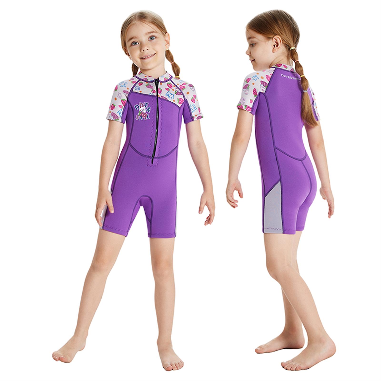 Kids Wetsuit For Boys Girls， 2.5mm Neoprene Full Shorty Suits Youth Thermal Swimsuits Back Zip Wet Suits