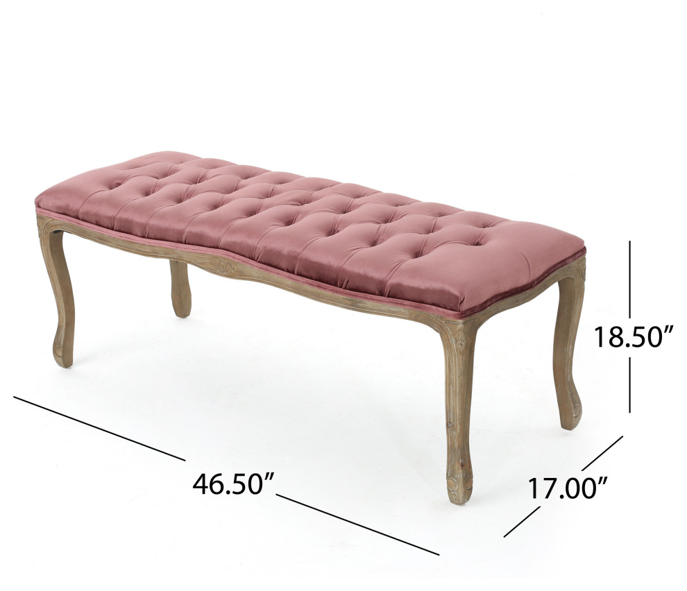 GDF Studio Talia Elegant Tufted New Velvet Blush Cushion Bench   Traditional   Upholstered Benches   by GDFStudio  Houzz