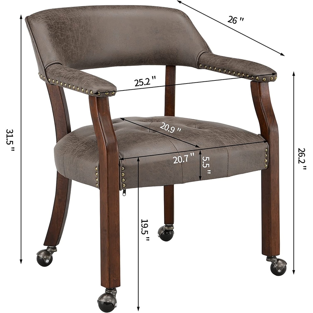 Dining Chairs with Casters Solid Wood Frame Poker Table Chairs