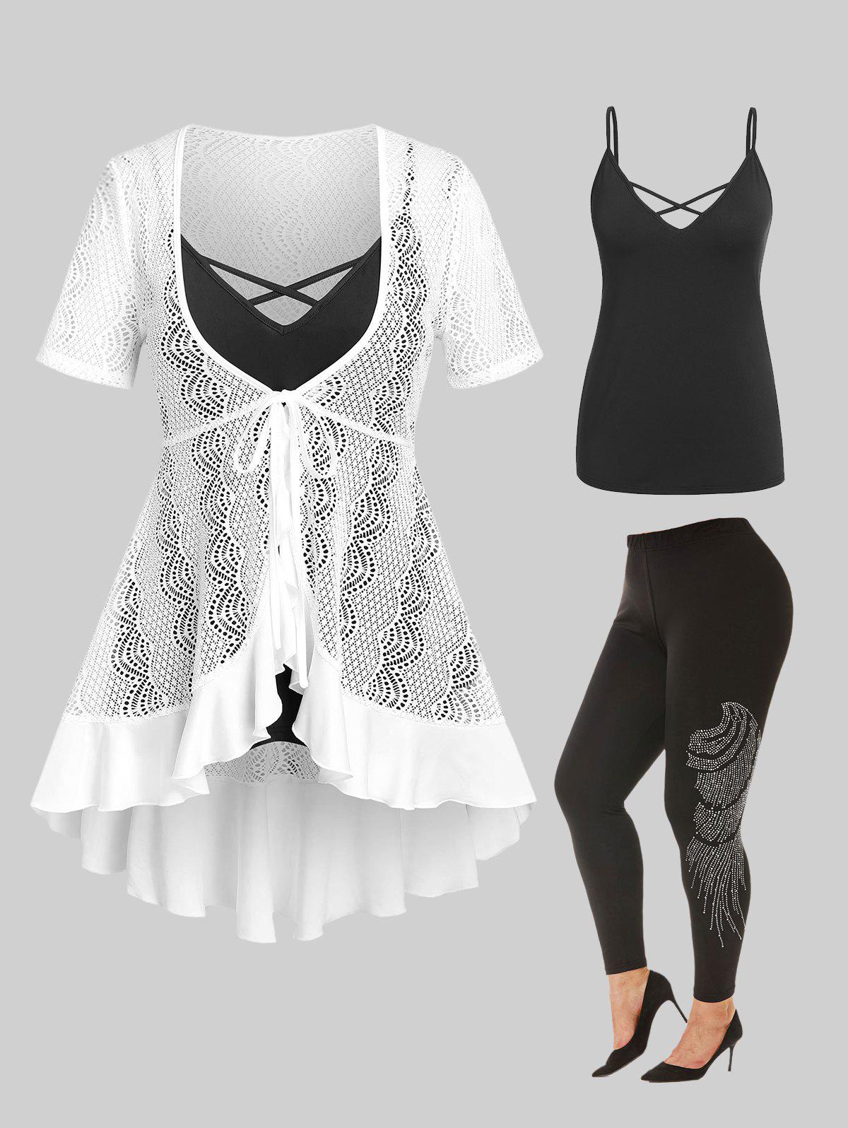 2022 Hot Tee With Tank Top and Leggings Plus Size Summer Outfit