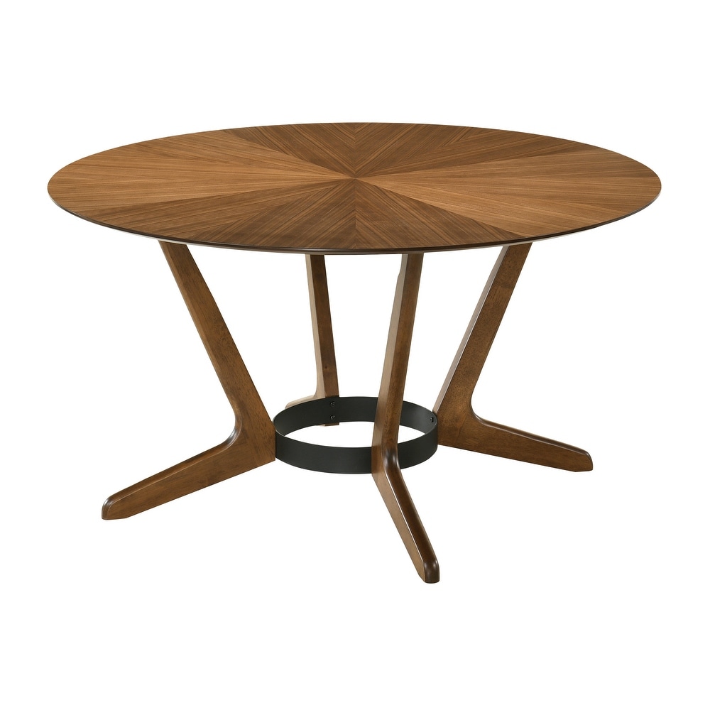 Santana Mid Century Modern Round Wood Dining Table