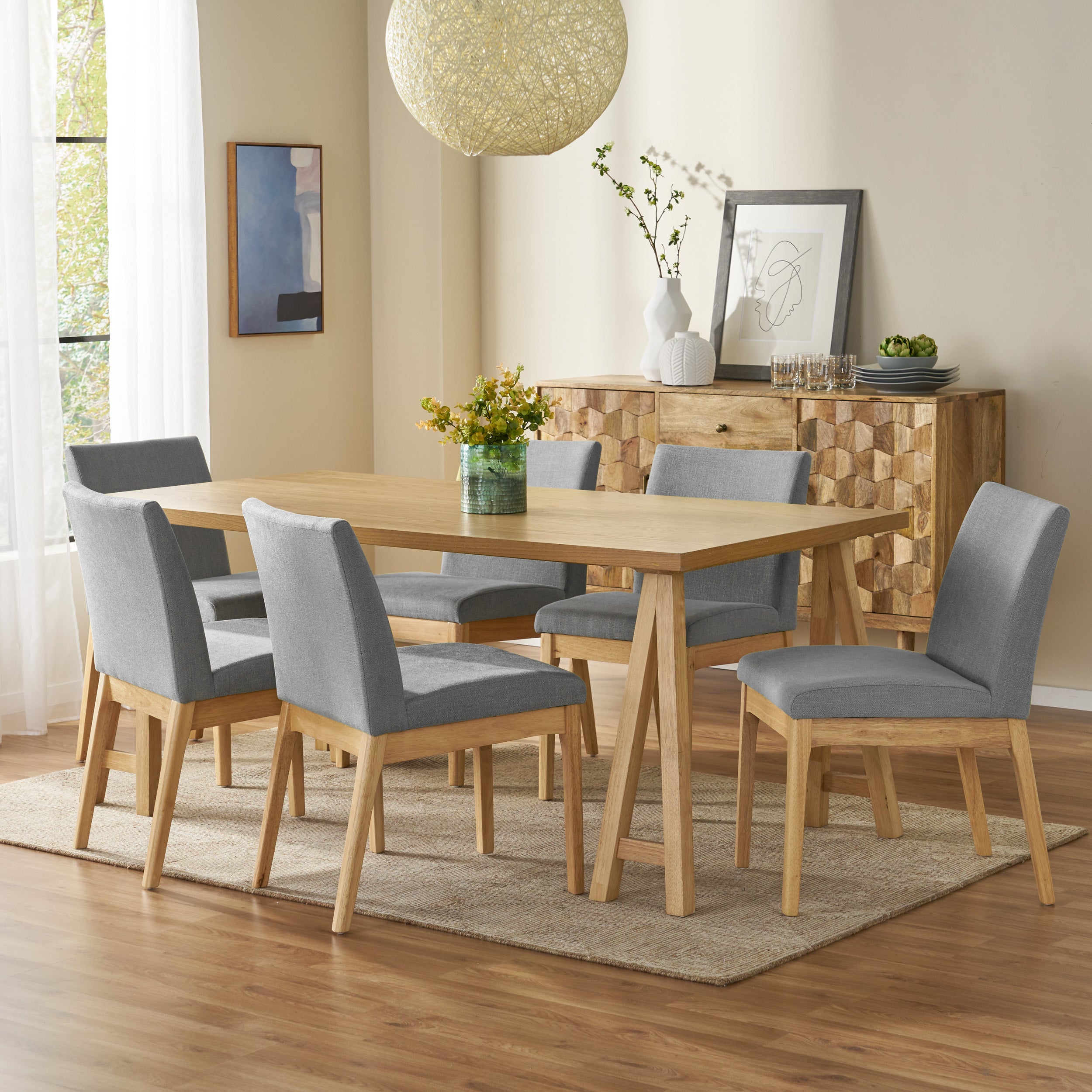 Elsinore Mid-Century Modern 7 Piece Dining Set