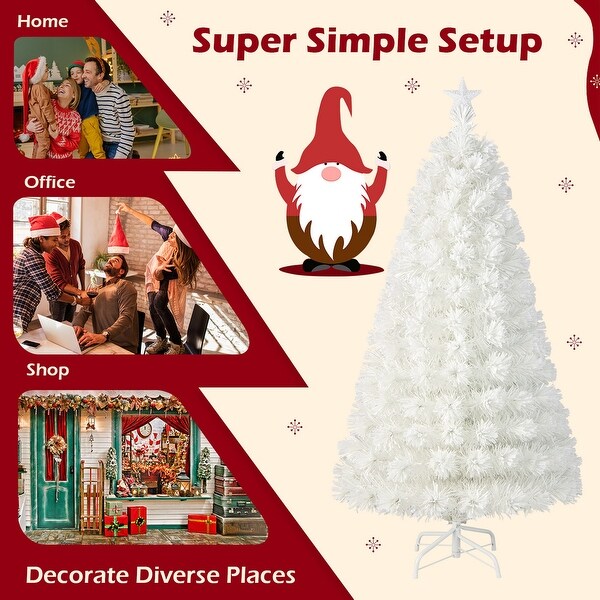 Costway 5FT/6FT/7FT PreLit Christmas Tree Fiber Optic SnowFlocked