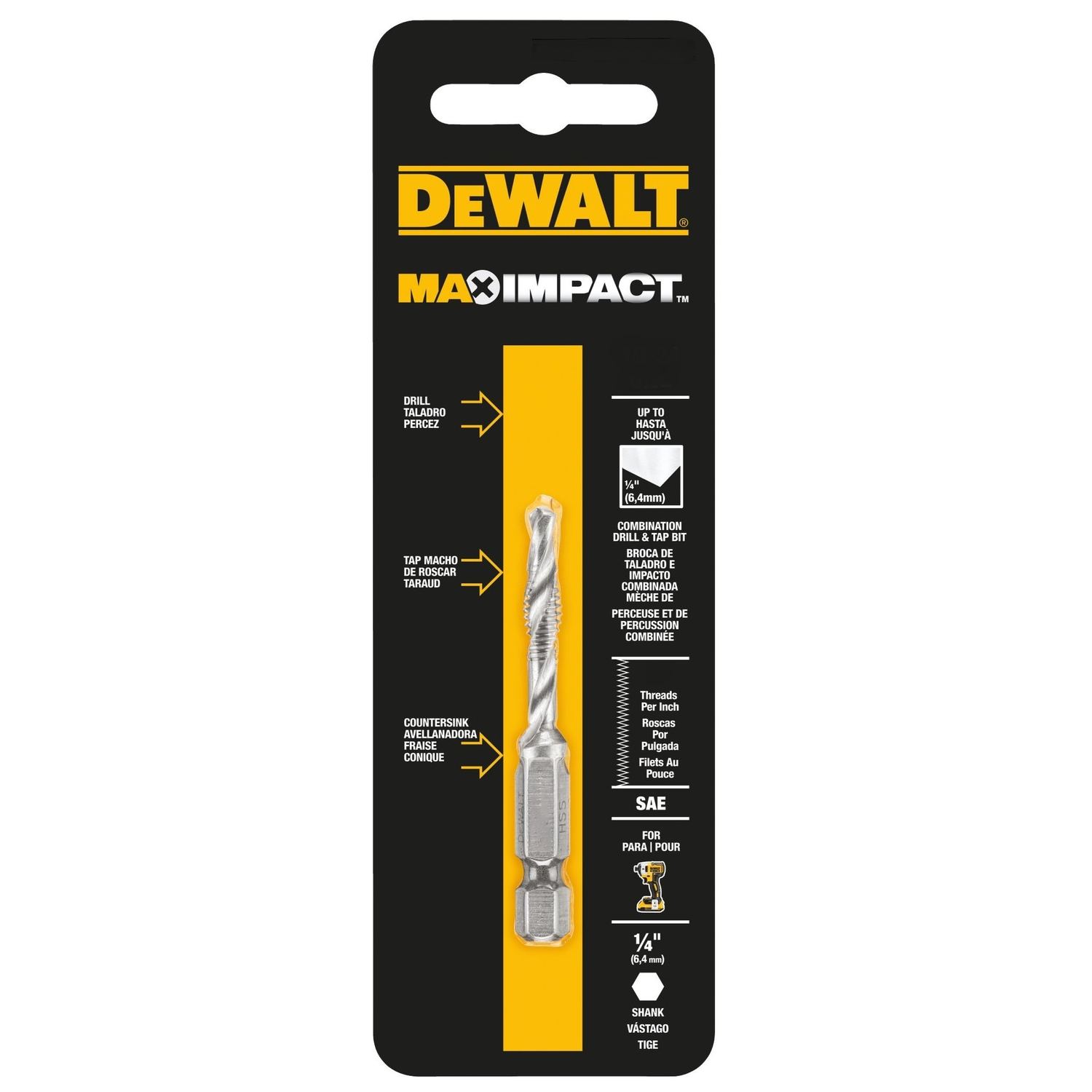 DW High Speed Steel SAE Drill and Tap Bit 10-32 1 each