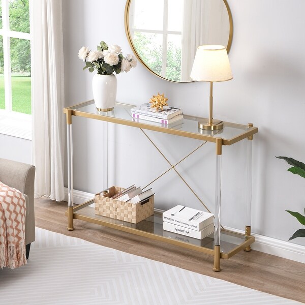 Acrylic Glass Console Table Chrome Sofa Table