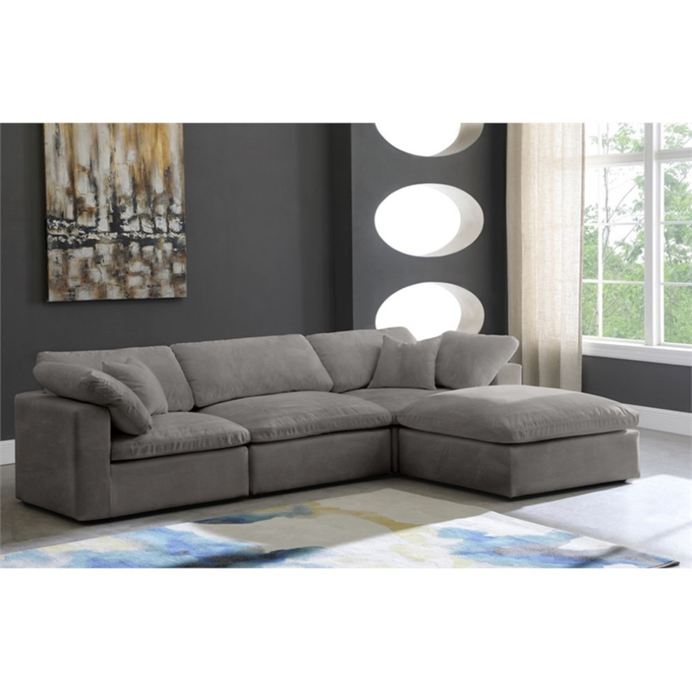 Pemberly Row Modern / Contemporary Gray Velvet Modular Sectional   Transitional   Sectional Sofas   by Homesquare  Houzz