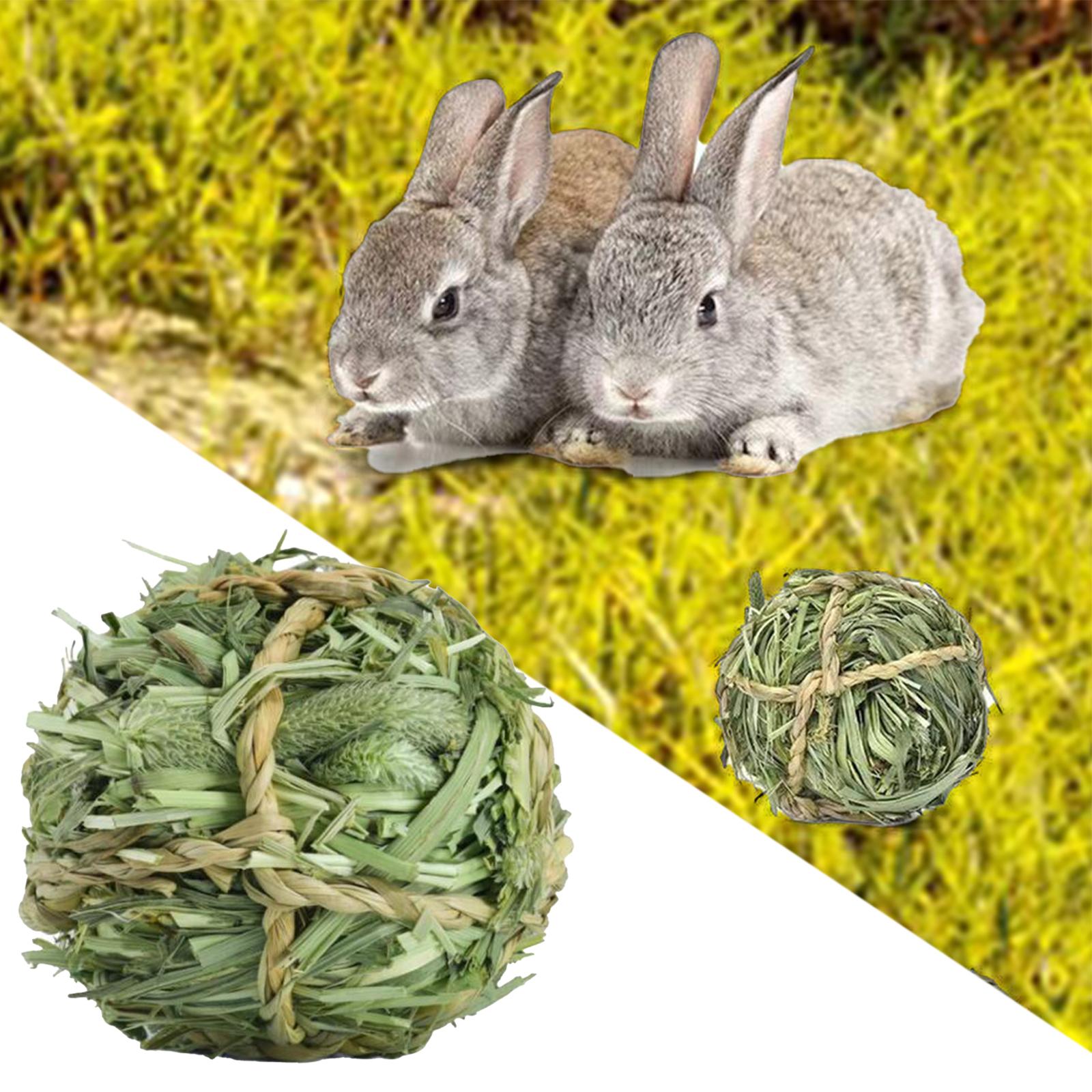 Rabbit Chew Toy Woven Grass Ball Activity Toy Bite Grind Toy Timothy Grass Hay Ball for Hamster Gerbils Pets Supplies