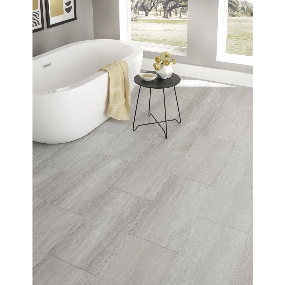 Islander Vatican Travetine 20 MIL x 12 in. W x 24 in. L Click Lock Waterproof Vinyl Tile Flooring (18 sqftcase) 811075