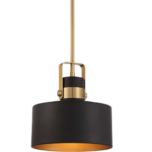 Wide Modern Matte Black Drum Shade Fixture For Dining Room Foyer Kitchen