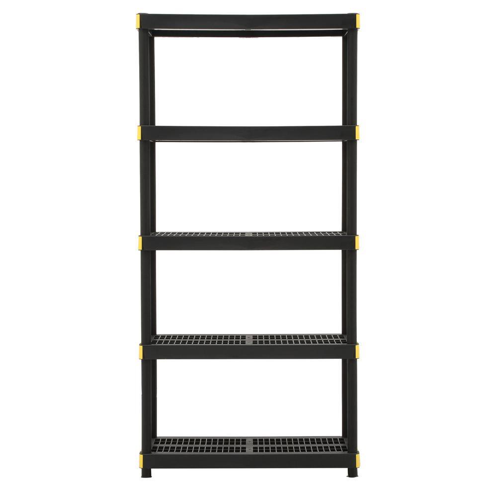 HDX 5-Tier Plastic Garage Storage Shelving Unit in Black (36 in. W x 74 in. H x 18 in. D) 241592