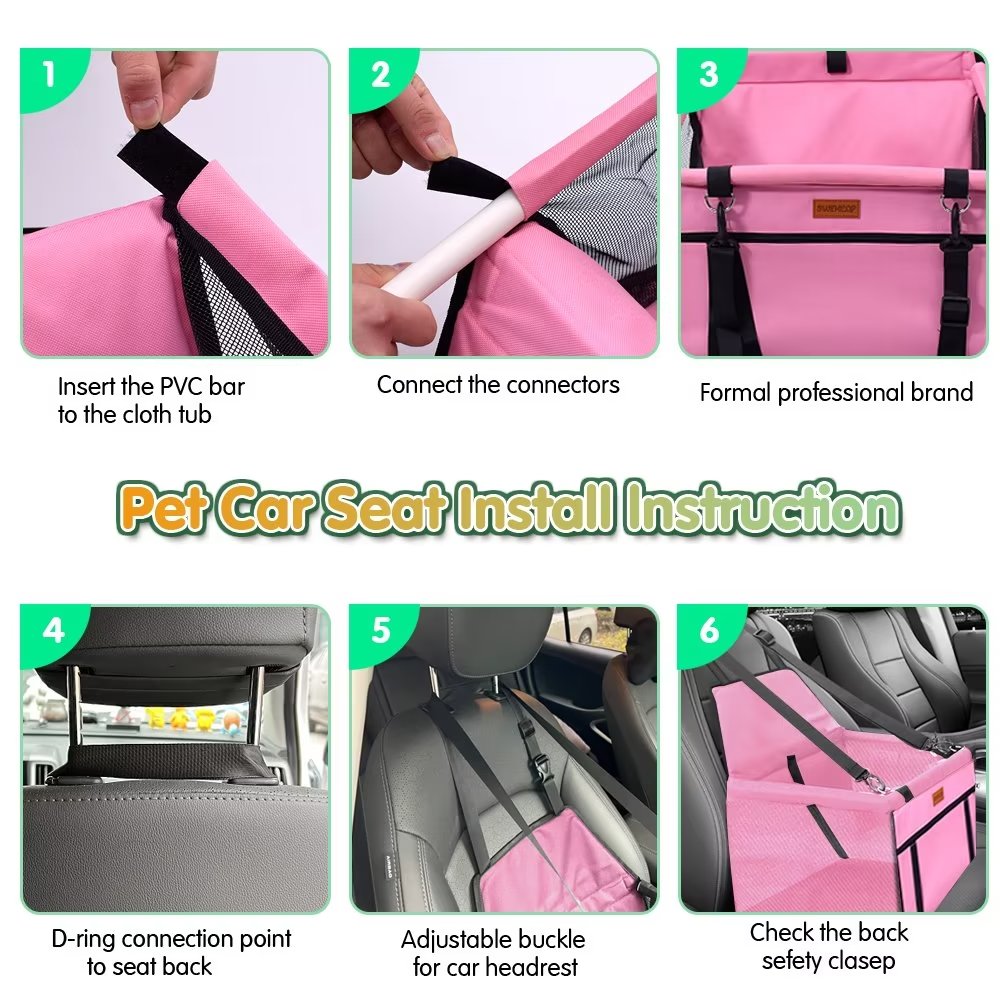 SWIHELP Dog Car Seat Breathable Folding Travel Bags for Dogs Cats Small Pet Puppy Booster Seat