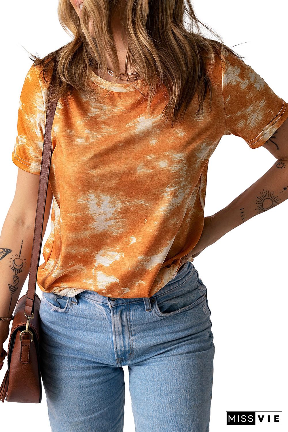 Yellow Tie Dye Crew Neck Short Sleeve T-Shirt