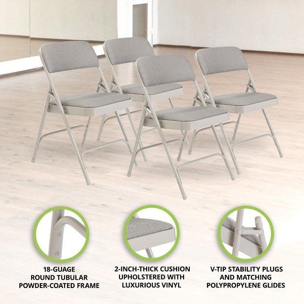 Cushion Double Hinge Indoor Outdoor Dining office Folding Chair Greystone 4 Pack