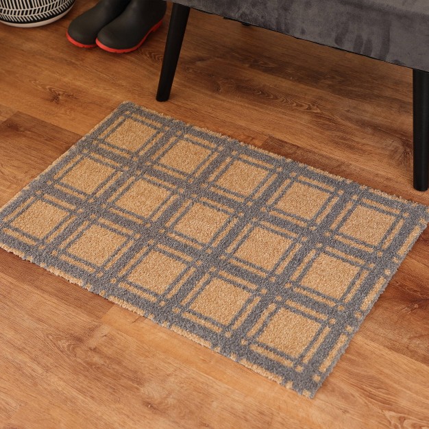 2 x27 x3 x27 Colorstar Prairie Grid Door Mat Khaki Bungalow Flooring