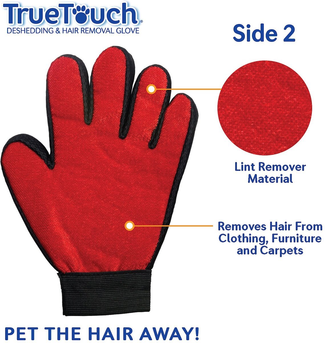 True Touch Five Finger Pet Deshedding and Hair Removal Glove