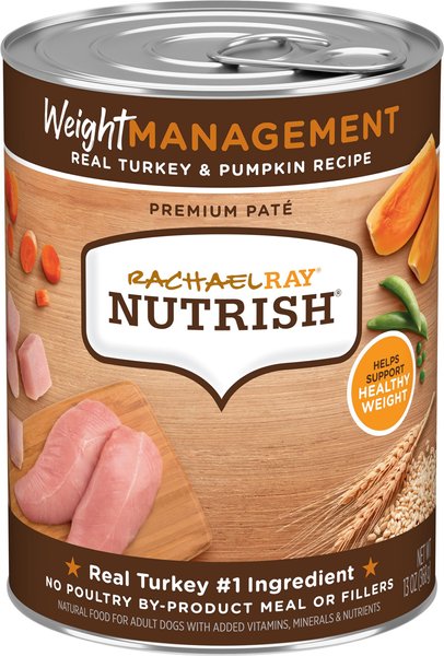 Rachael Ray Nutrish Weight Management Real Turkey and Pumpkin Wet Dog Food， 13-oz can， case of 12