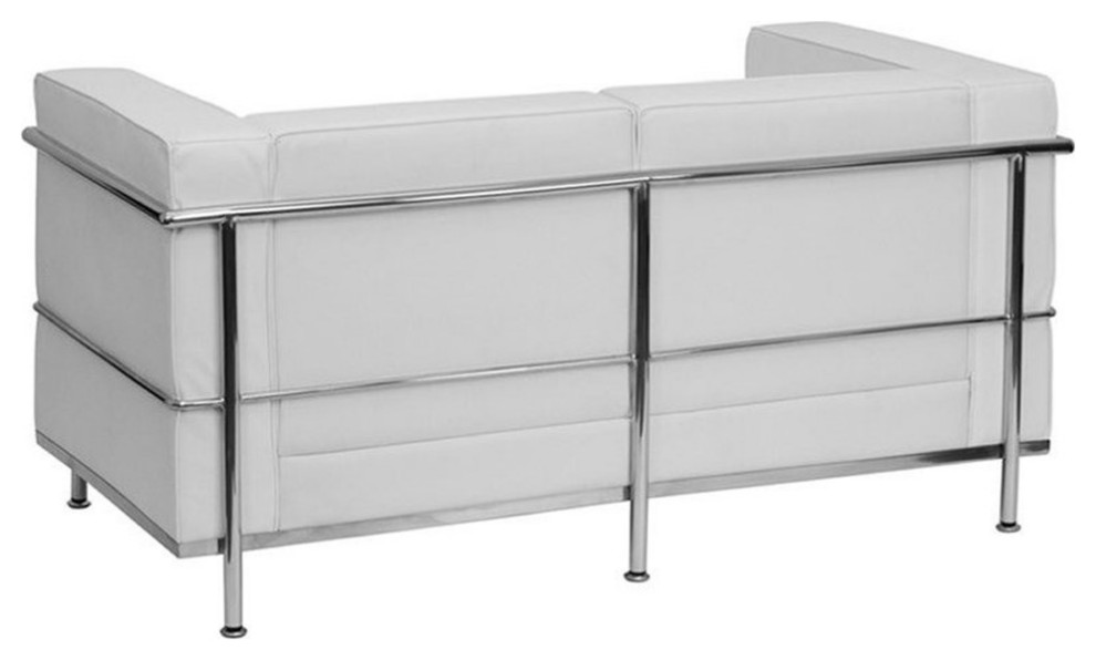 Flash Furniture Hercules Regal Leather Love Seat in White   Modern   Loveseats   by Homesquare  Houzz