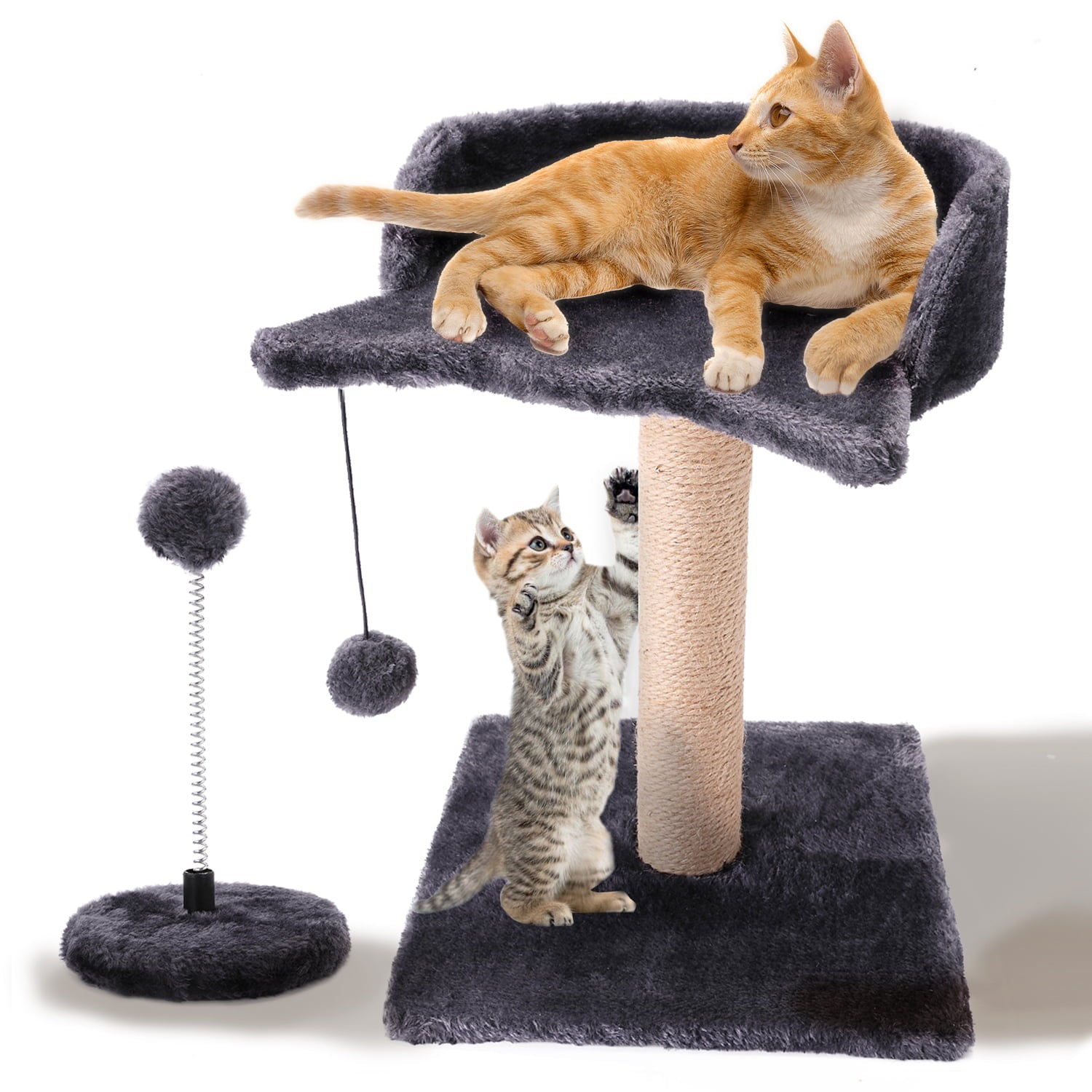 PinkSheep Cat Scratching Post with Perch， Sisal Cat Tree Scratcher Pole for Indoor Kitten