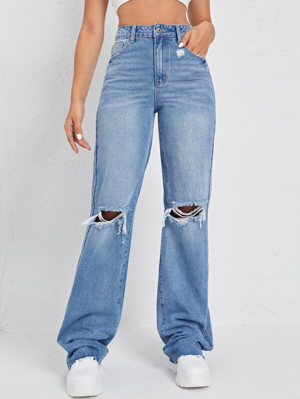 High Waist Ripped Jeans